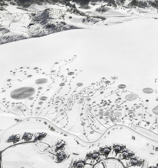 Super giant ice lake graffiti on Catamount Lake in the United States