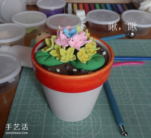 Ultra-light clay flower tutorial with illustrated steps for making clay flowers