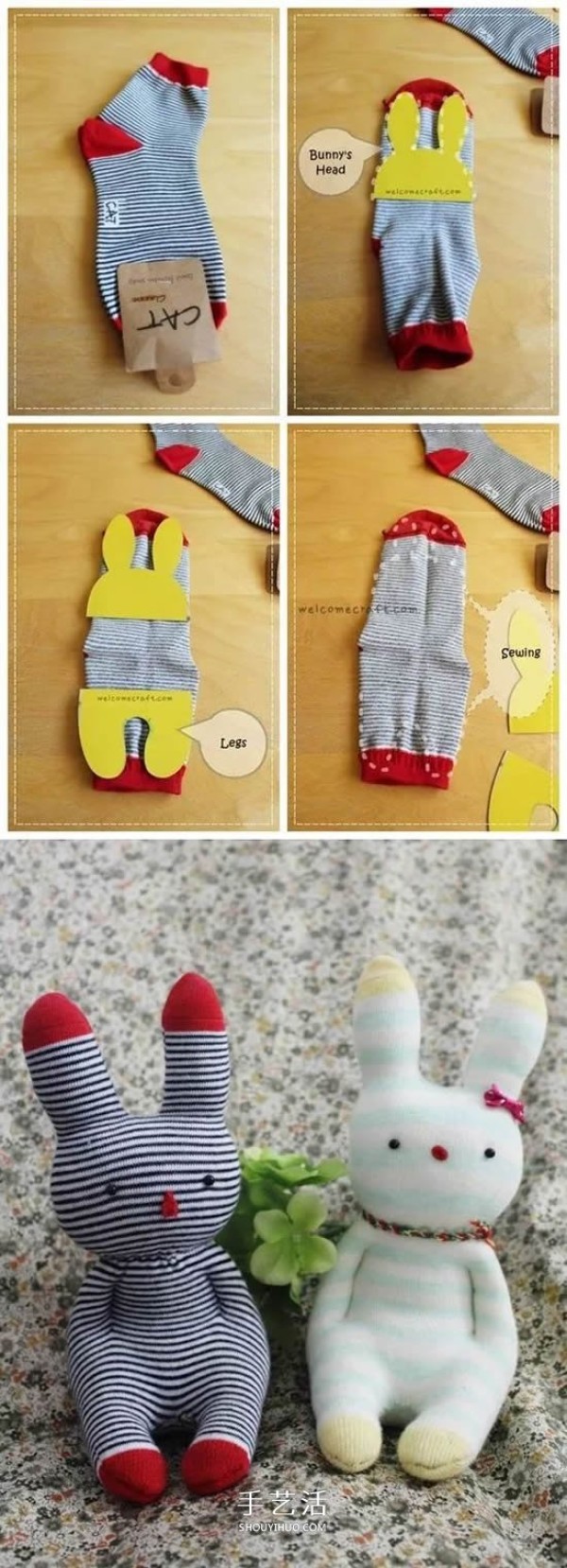 Pictures of super cute sock dolls and tutorials on how to make them