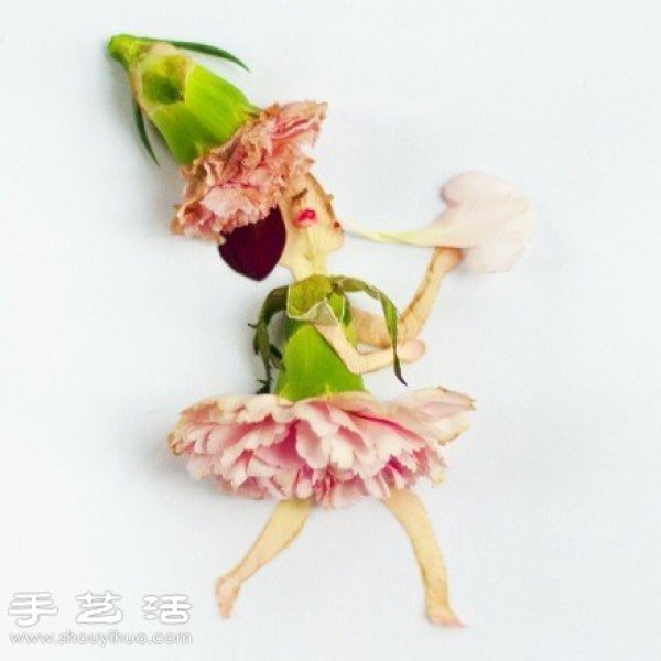 Paper-cut man + DIY dancing girl with flower petals