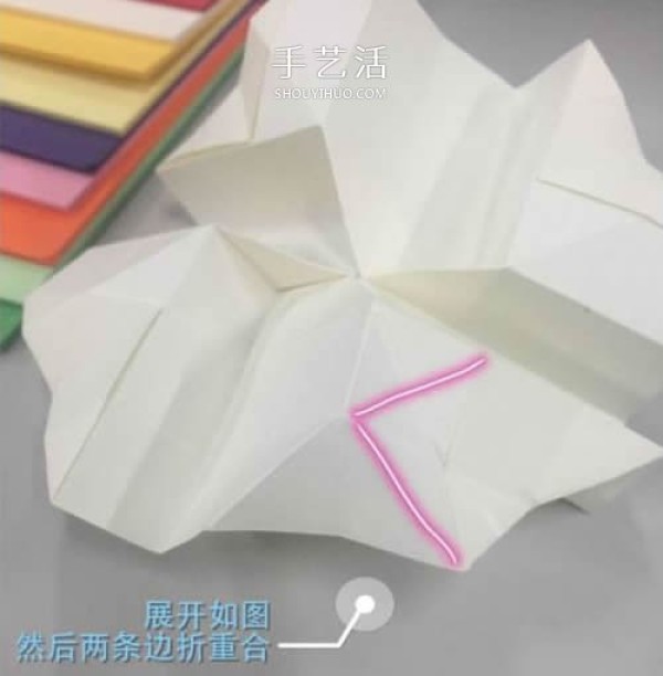 Illustrations of how to fold Huaxins improved version of Kawasaki roses are suitable for beginners