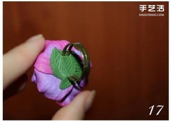 Polymer pottery flower ring making tutorial, handmade polymer pottery flower ornaments DIY illustrations