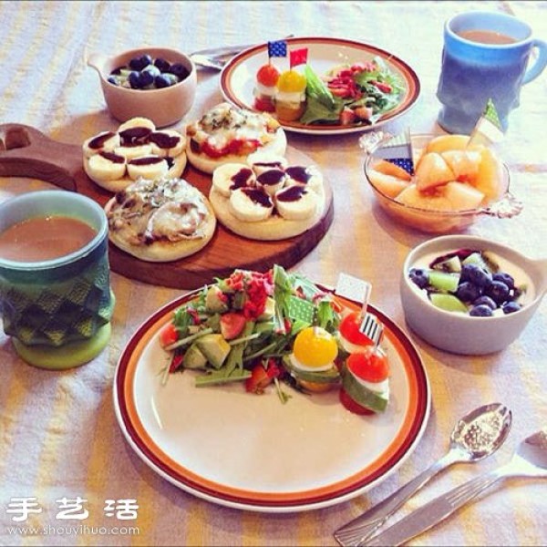 A Japanese housewife shares a hearty breakfast in daily life