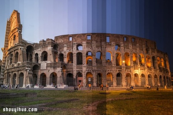 Creative Photography: Cutting the Day and Night of Buildings at Scenic Spots