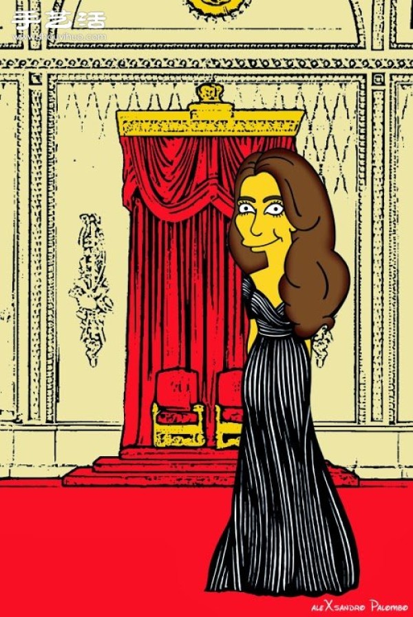 Simpsons spoof illustration: Yellow-skinned Princess Kate is equally fashionable