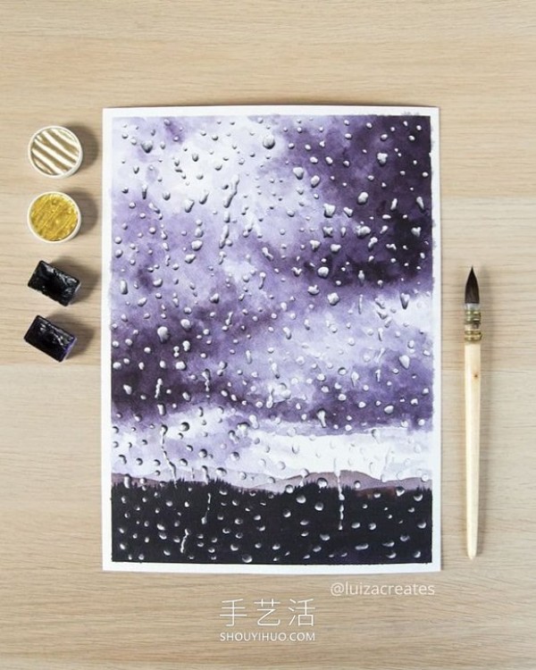 Rain is hitting the window! Realistic watercolor paintings blend raindrops with natural landscapes