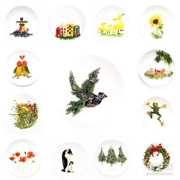 Artistic creative DIY on the plate allows the ingredients to be arranged in beautiful patterns