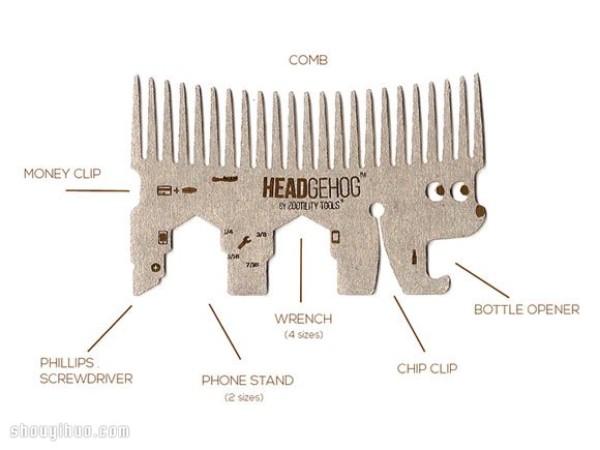 Headgehog, a small comb that integrates multiple commonly used tools