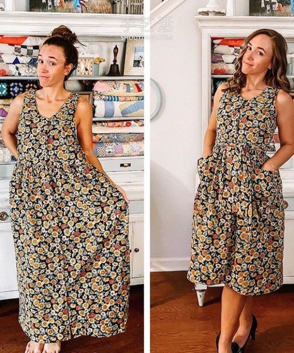 She transforms outdated thrift store dresses into trendy dresses