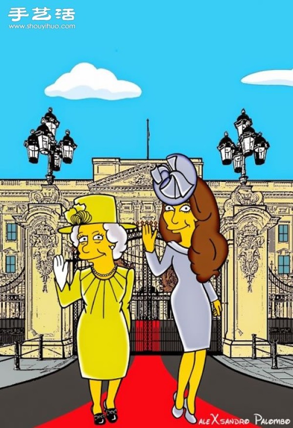 Simpsons spoof illustration: Yellow-skinned Princess Kate is equally fashionable