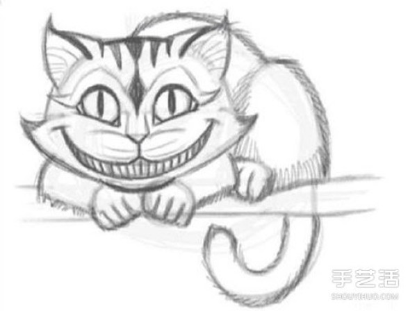 "Alice in Wonderland" Cheshire Cat pencil sketch tutorial picture