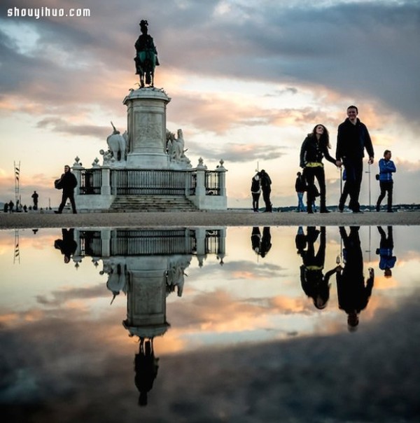 City reflection photography, a pool of water becomes the most beautiful supporting role! 