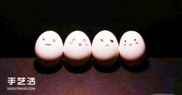 Drawing cute pictures on eggs, appreciating simple and cute hand-painted expressions on eggs