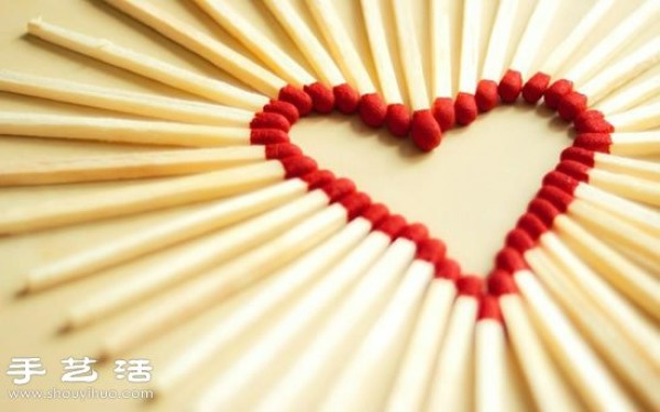 Matchstick creative DIY romantic red heart pattern