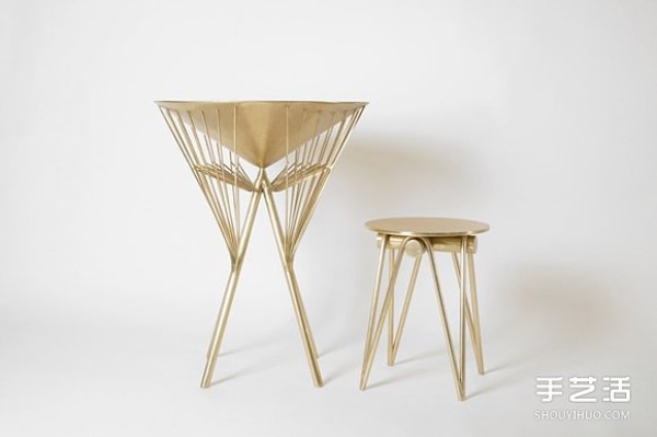 The design of brass umbrella tables and benches draws lessons from traditional Chinese oil-paper umbrellas