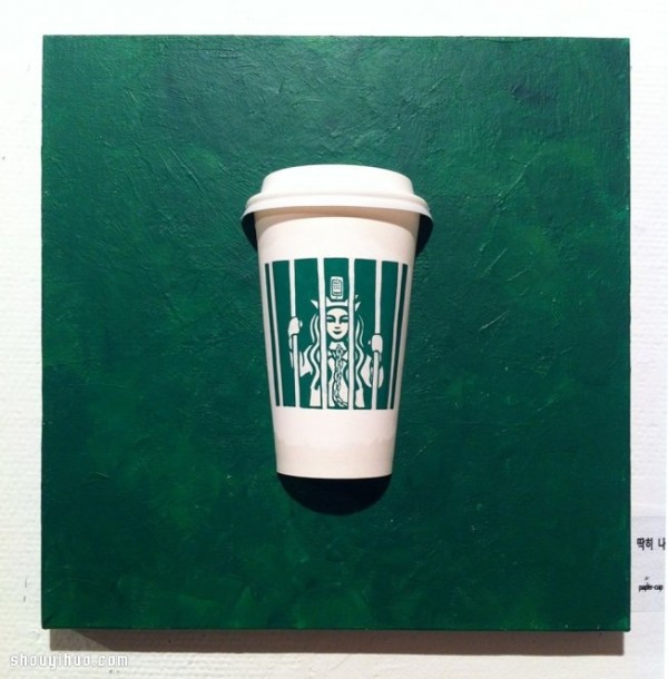 Creative paper cup paintings by Korean painter SOO MIN KIM