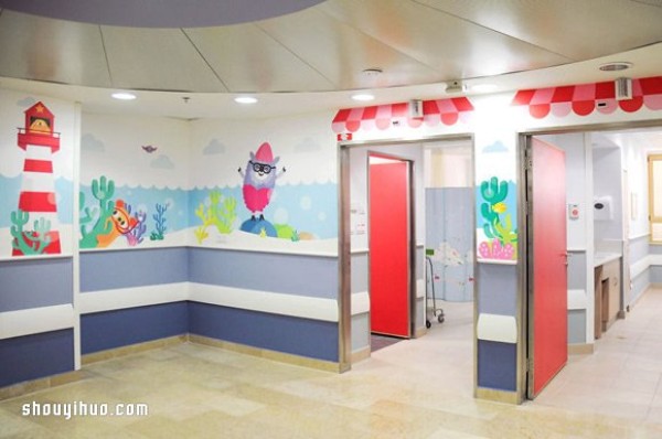 The childlike hospital design allows children to have fun while seeing a doctor