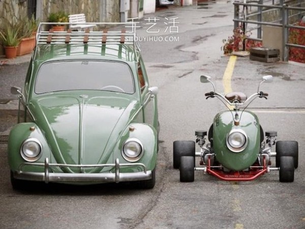 The designer used a Volkswagen Beetle to DIY a retro mini kart