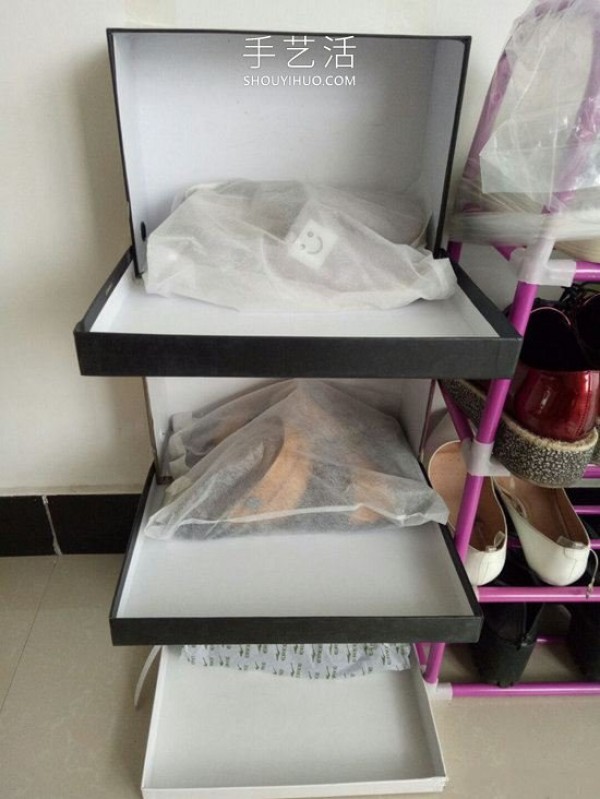 Tutorial on how to make a simple shoe rack by using waste shoe boxes