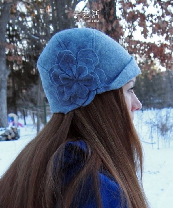 Fashionable and warm! Illustration of how to make DIY womens felt hat with handmade fabrics