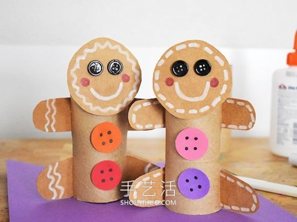 Tutorial on how to make gingerbread men from paper rolls