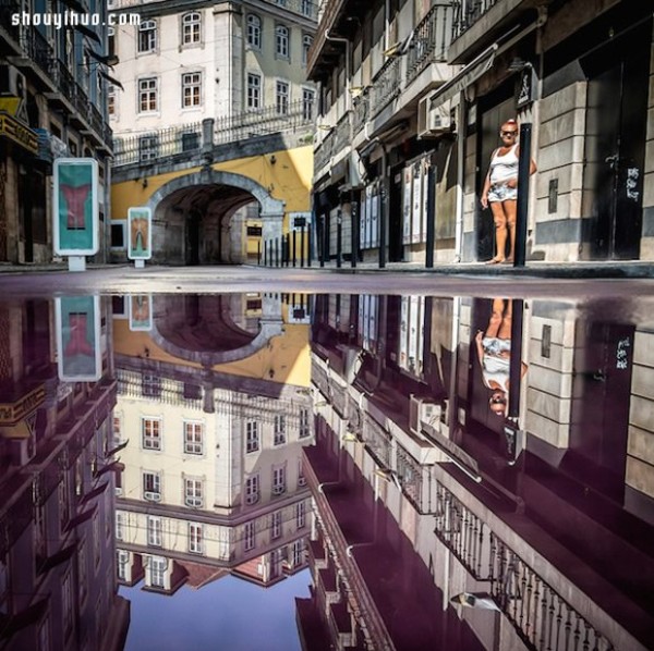 City reflection photography, a pool of water becomes the most beautiful supporting role! 