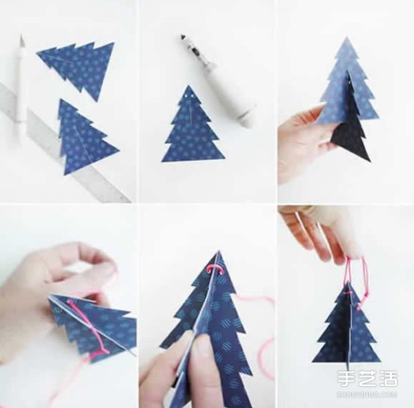 How to make homemade Christmas tree pendants, DIY small paper Christmas tree pendants