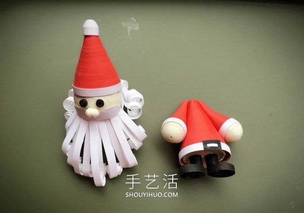 Illustrated tutorial on how to make handmade paper Santa Claus