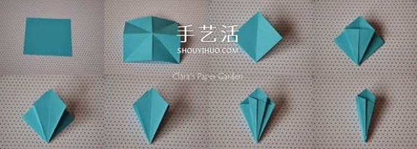 The illustration of how to fold an eight-petal flower of three pieces of paper can also be made into one Three-dimensional flower ball