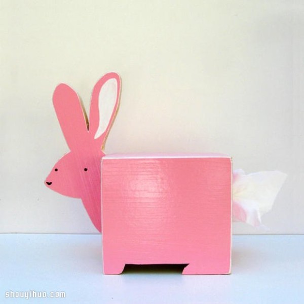 Handmade colorfully painted small animal tissue box