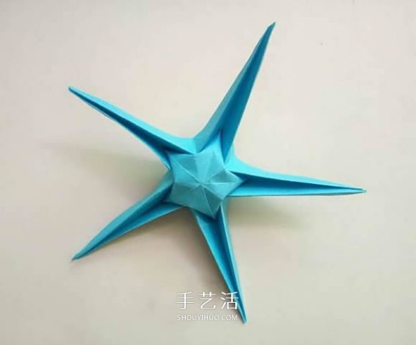 Five-cornered star origami illustration, how to fold an inner and outer double five-pointed star