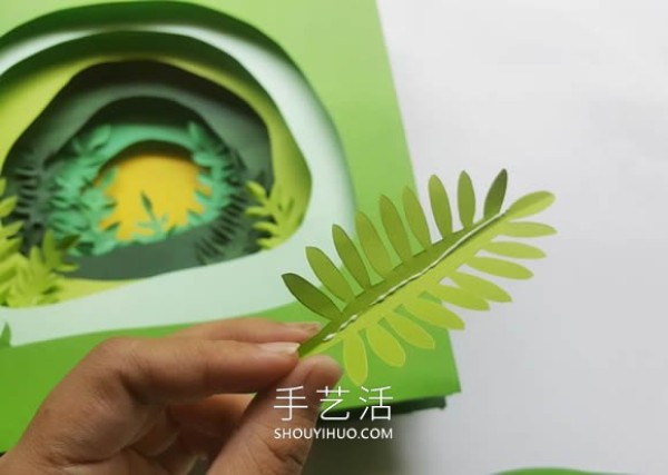 Super detailed 3D paper sculpture tutorial illustration: Faceless Man in the Jungle