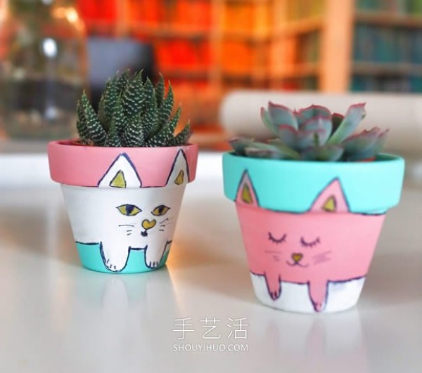 Cartoon drawing of succulent flower pot! Simple hand-painted transformation into super cute style