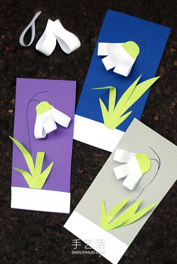 Illustrated tutorial on hand-making beautiful snowdrop greeting cards