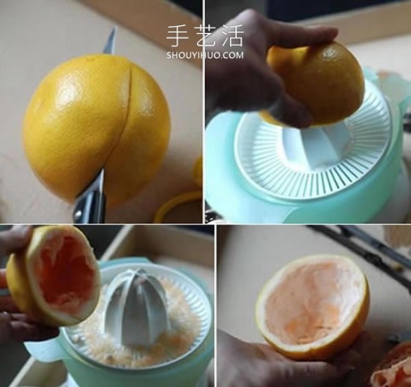 Illustrated tutorial on how to make your own grapefruit peel bird feeder