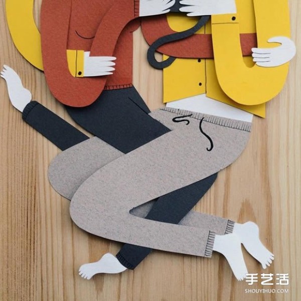 Warm two-dimensional paper-cut art work to feel the love of family together