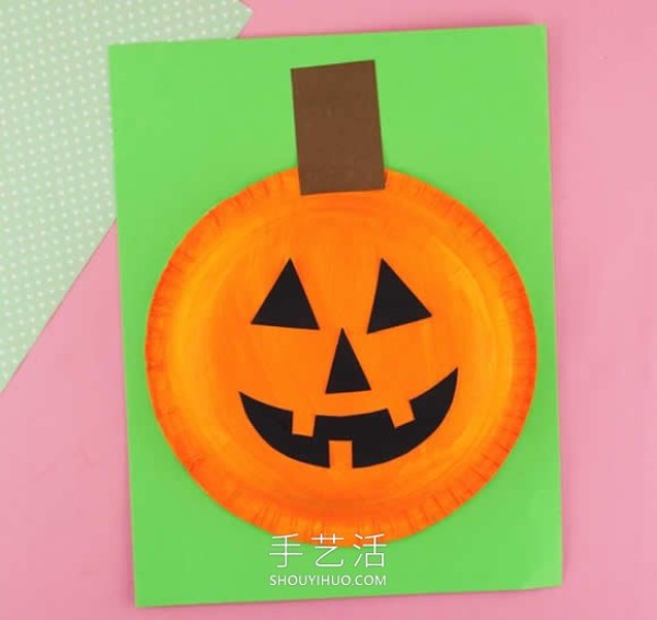 Halloween Paper Plate Pumpkin Lantern Handmade Steps