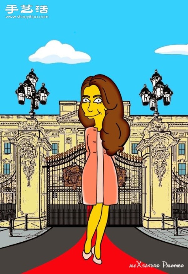 Simpsons spoof illustration: Yellow-skinned Princess Kate is equally fashionable