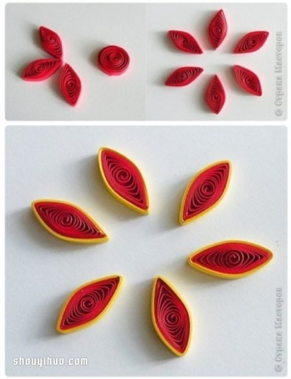 Exquisite quilled paper flower tutorial, illustrated method of handmade quilled paper flower