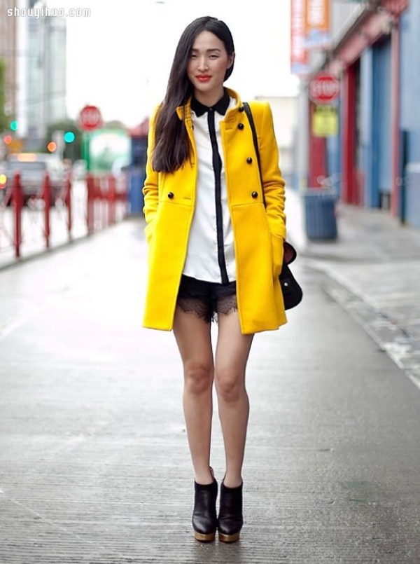 Give winter a little color, autumn and winter yellow womens clothing designs and outfits