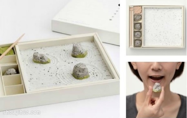 Japanese Zen garden wagashi, please play with it before eating! 