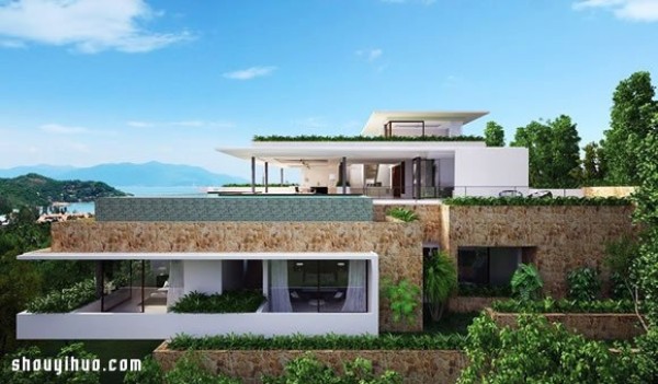 Decoration design of the resort villa with invincible sea view on the island of Koh Samui, Thailand