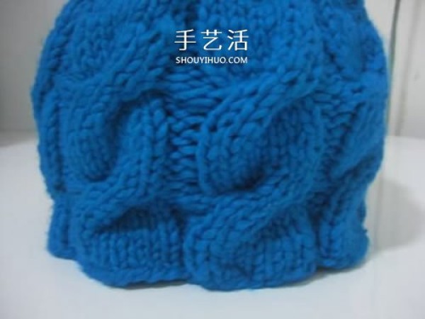 How to knit a woolen hat with braids.Cute and playful hat knitting illustration