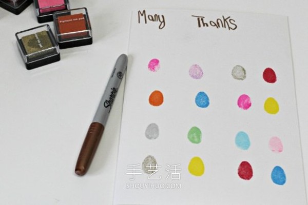 Its super easy to make a handmade fingerprint monster thank you card