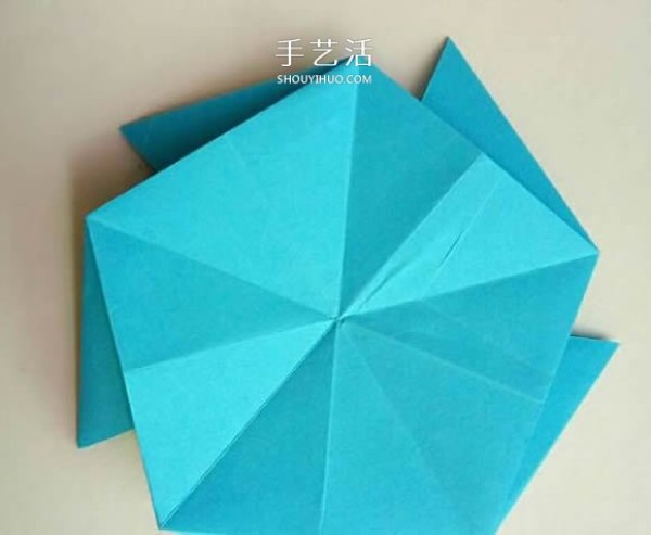 Five-cornered star origami illustration, how to fold an inner and outer double five-pointed star