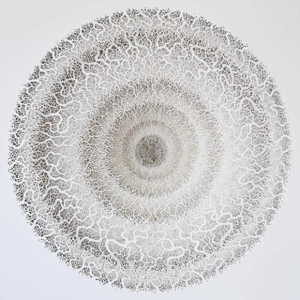 Intricate hand-cut paper sculptures that mimic microorganisms