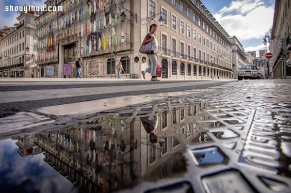 City reflection photography, a pool of water becomes the most beautiful supporting role! 