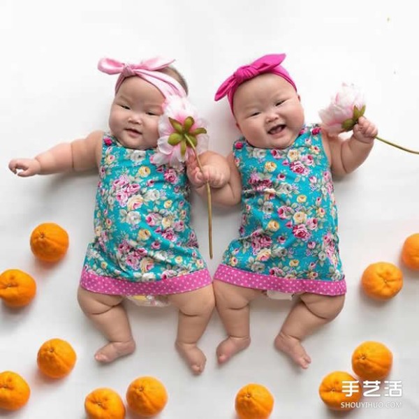 Photography of 8-month-old twin sisters of a popular star who was born prematurely