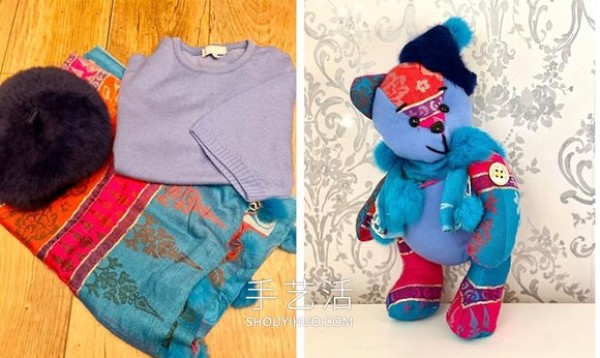 A cute "memory bear" made from the clothes of a deceased relative