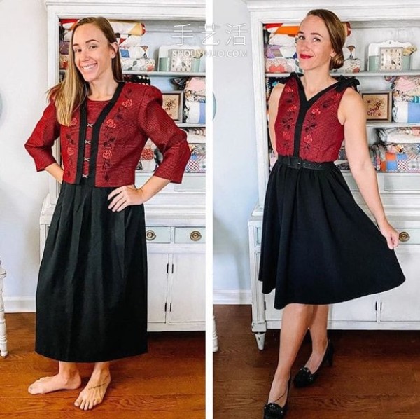 She transforms outdated thrift store dresses into trendy dresses